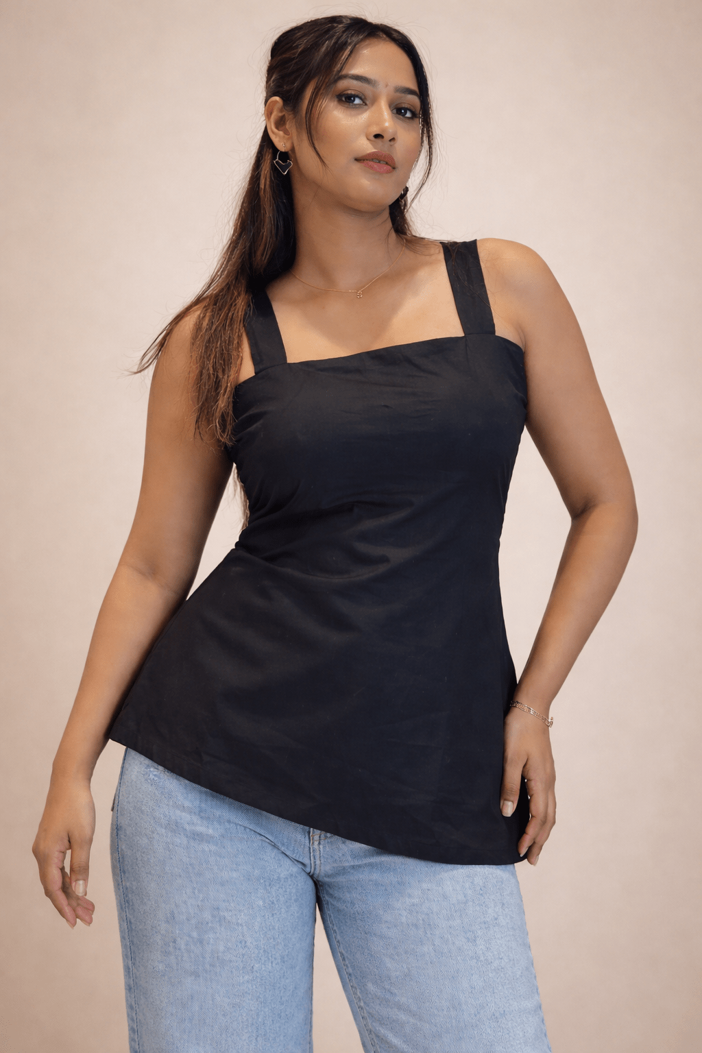Black Open Back Lace - Up Designer Kurti - BUSHIBUSHI