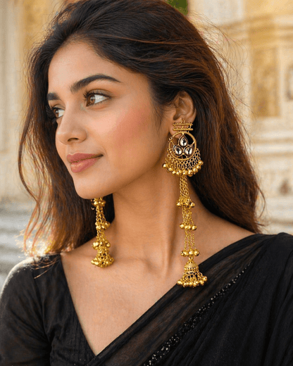 Bushi Royal Cascade Jhumka Kashmiri Earrings - BUSHIBUSHI