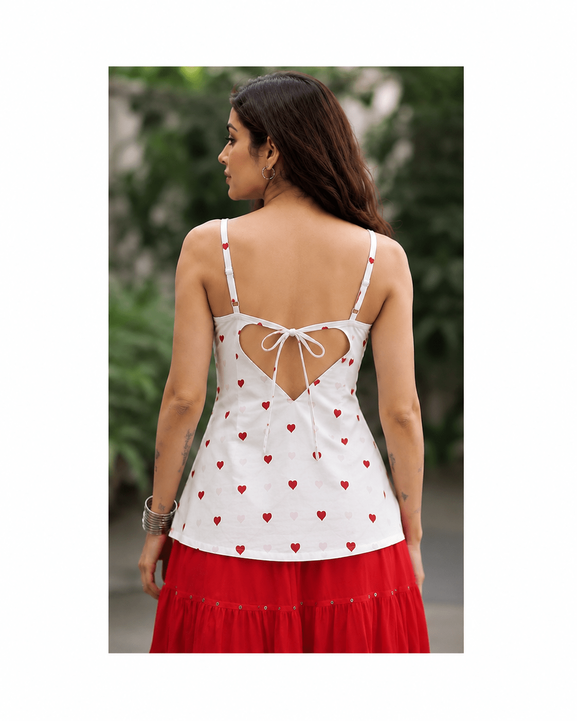 Cute Heart Print Kurti Dress with Heart Shape Back Design - Perfect Cute Date Outfit - BUSHIBUSHI