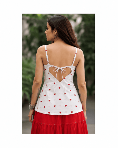 Cute Heart Print Kurti Dress with Heart Shape Back Design - Perfect Cute Date Outfit - BUSHIBUSHI