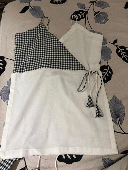 Elegant Linen Tie - Back Short Kurti - BUSHIBUSHI