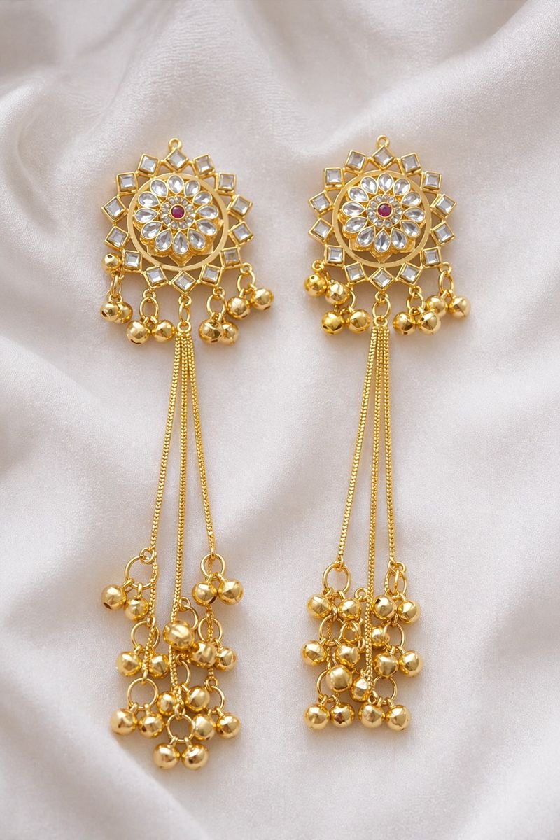 Kashmiri long jhumki gold plated - BUSHIBUSHI